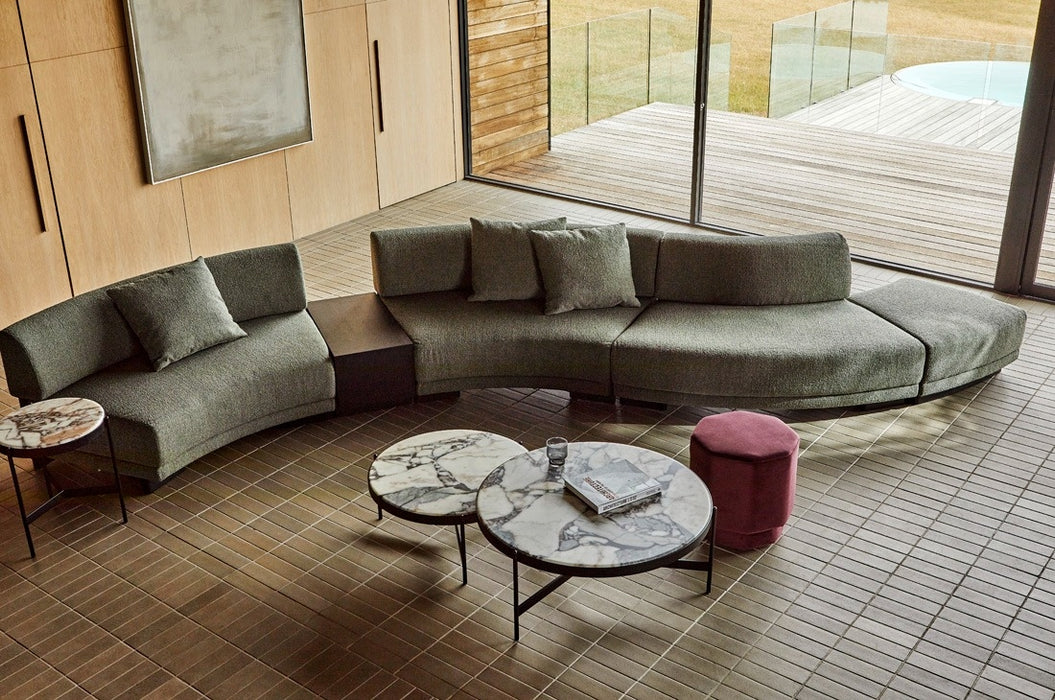 Felix Orbit 6-Seater Arc Sofa - Moss Tweed / Matt Black Ash