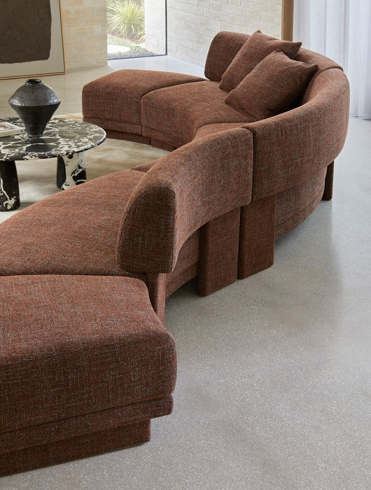 Felix Orbit 6-Seater S Shape Sofa with Side Table - Auburn Weave
