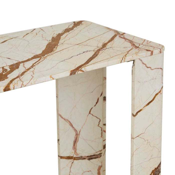 Atlas Slab Console Table - Brown Vein Marble