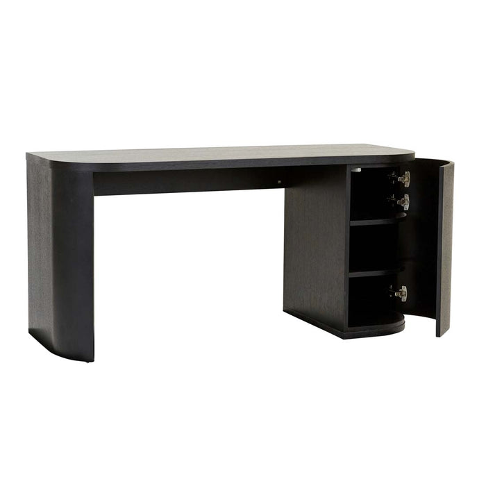 Orson Round Desk - Black Oak