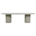 Benjamin Ripple Oval Dining Table in putty with two ribbed pedestal bases, side view