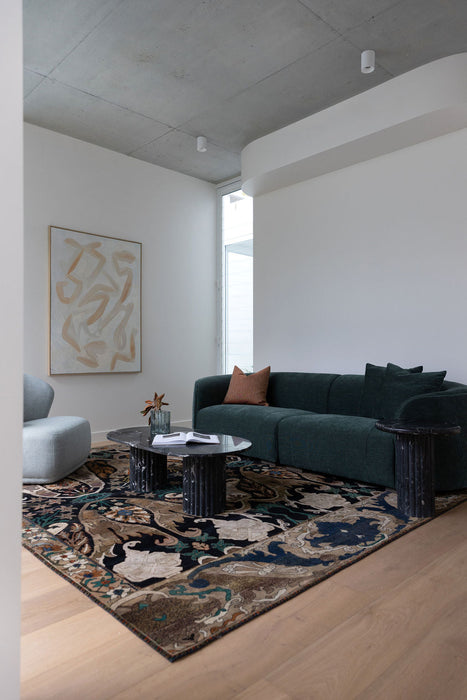 Juniper Pearl Sofa - Copeland Hunter, styled in a living room with a patterned rug