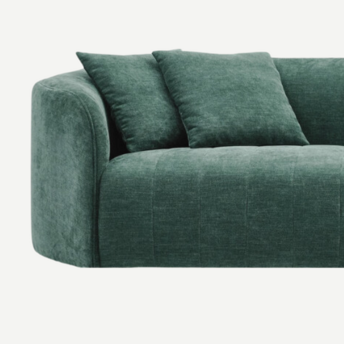 Juniper Pearl Sofa - Copeland Hunter, close-up of the curved arm and cushions
