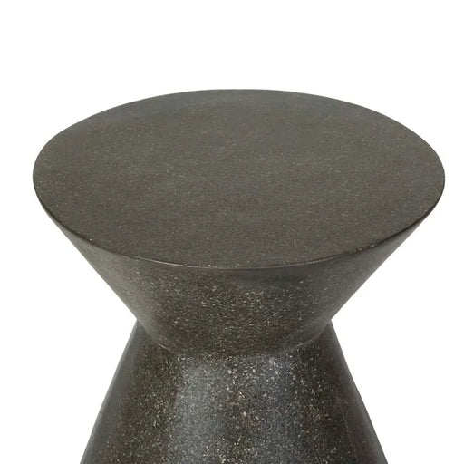 Close-up of the top of the Granada Hourglass Side Table in black fleck