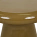 Close-up of the rounded top edge of the Andalusian Platform Grand End Table in olive glaze
