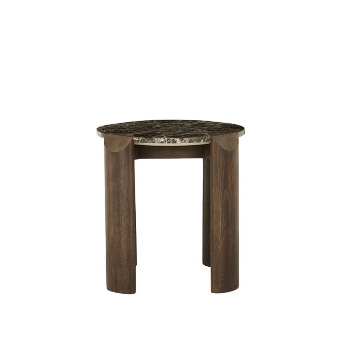 Willa Marble Side Table - Emperador Marble - Chocolate Oak