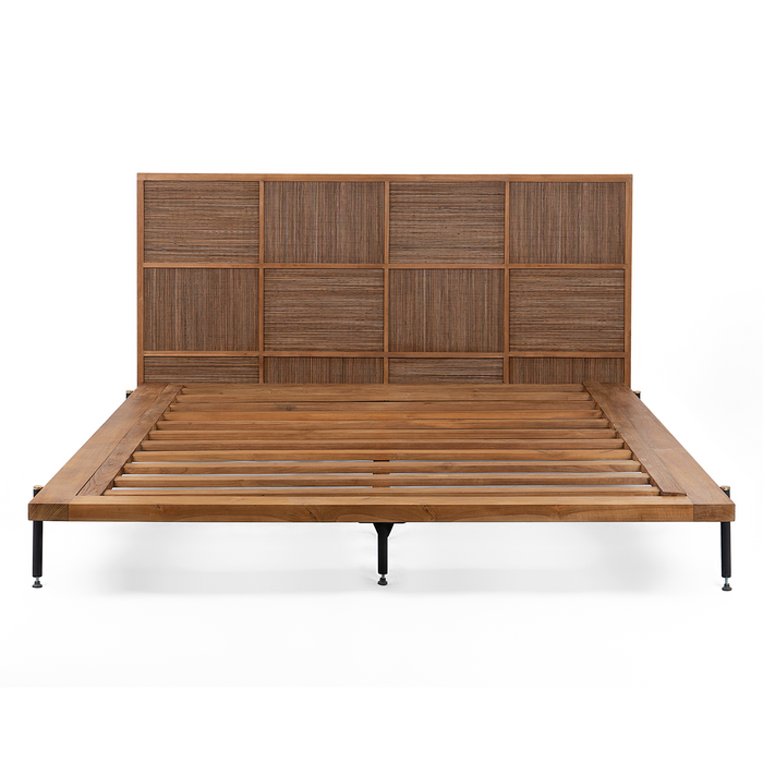 dBodhi Coco King Bed in natural timber with a panelled bedhead, front view