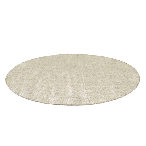 Tepih Dune Round Rug in Oatmeal, the whole round rug shown flat on a plain background