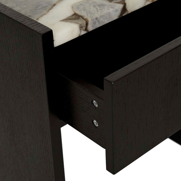 Elsie Bedside - Matt Ocean Marble - Matt Dark Oak