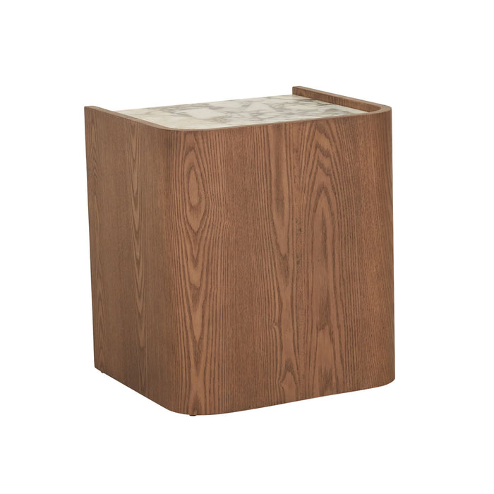 Elsie Bedside - Matt Ocean Marble - Smoked Ash