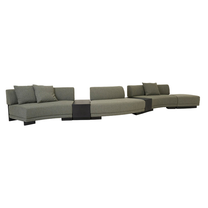 Felix Orbit Wedge Ottoman - Moss Tweed / Matt Black Ash