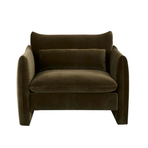 Sidney Peak 1 Seater Sofa - Caper Velvet, studio shot on a white background