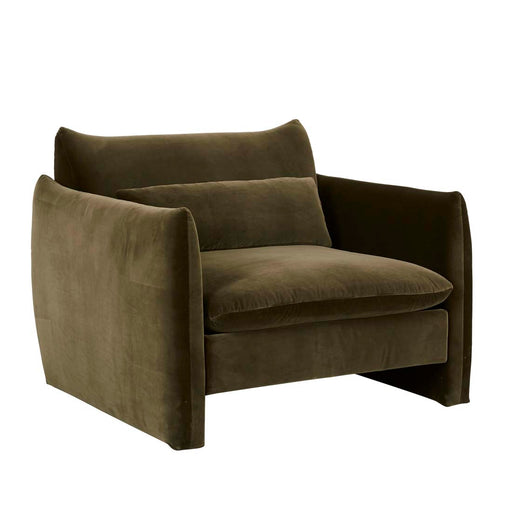 Sidney Peak 1 Seater Sofa - Caper Velvet, studio shot on a white background