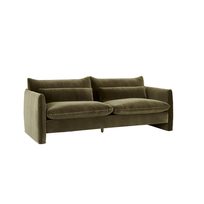 Sidney Peak 2 Seater Sofa - Caper Velvet, studio shot on a white background