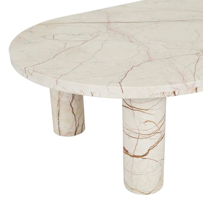 Amara Round Leg Oval Coffee Table - Brown Vein Marble