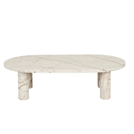 Amara Round Leg Oval Coffee Table - Brown Vein Marble
