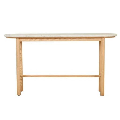 Artie Oval Marble Console - Matt White Marble - Natural Ash