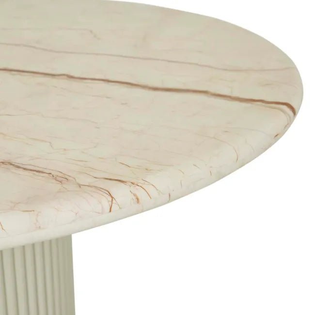 Benjamin Ripple Marble Dining Table - Brown Vein Marble - Putty