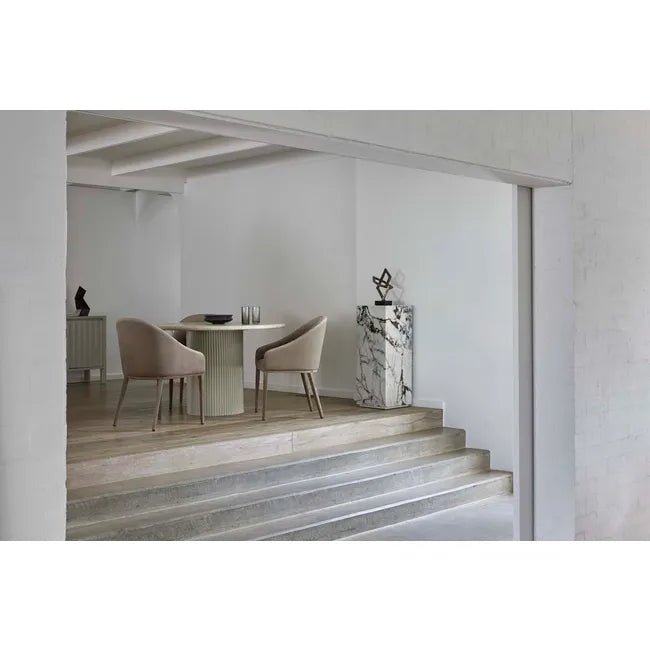 Benjamin Ripple Marble Dining Table - Brown Vein Marble - Putty