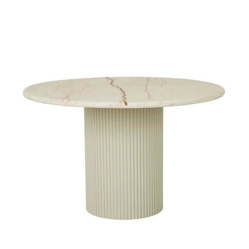 Benjamin Ripple Marble Dining Table - Brown Vein Marble - Putty