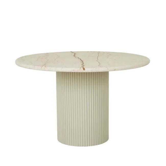 Benjamin Ripple Marble Dining Table - Brown Vein Marble - Putty
