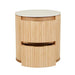 Benjamin Ripple Marble Round Bedside - Matt White Marble 56 x 47 x 59cm
