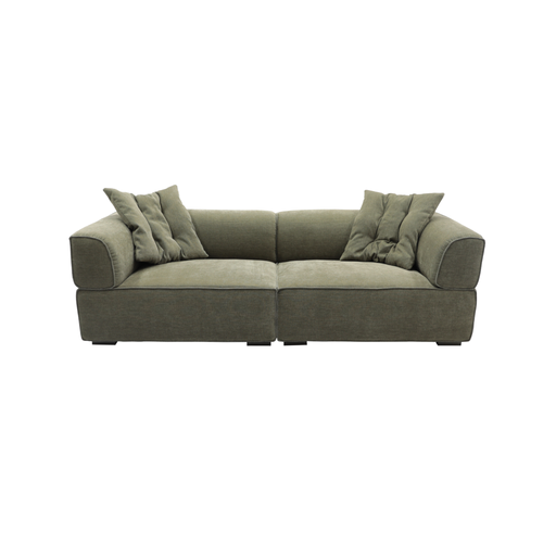 Desert Calm Sofa - Copeland Olive, front view on a white background