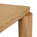 Close-up of where a round oak leg meets the tabletop, Flint Dining Table