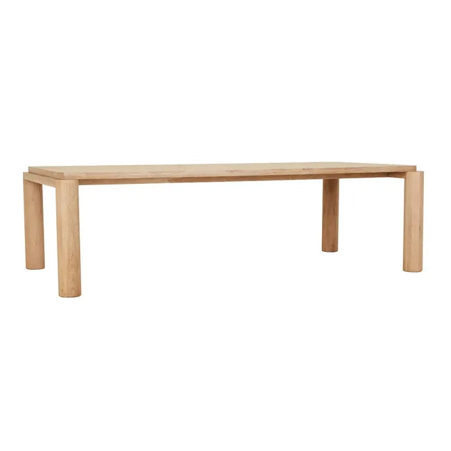 Flint Dining Table in oak, three-quarter view