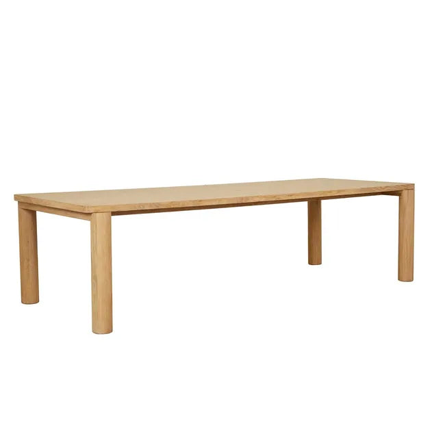 Flint Dining Table in oak, three-quarter view from the other end