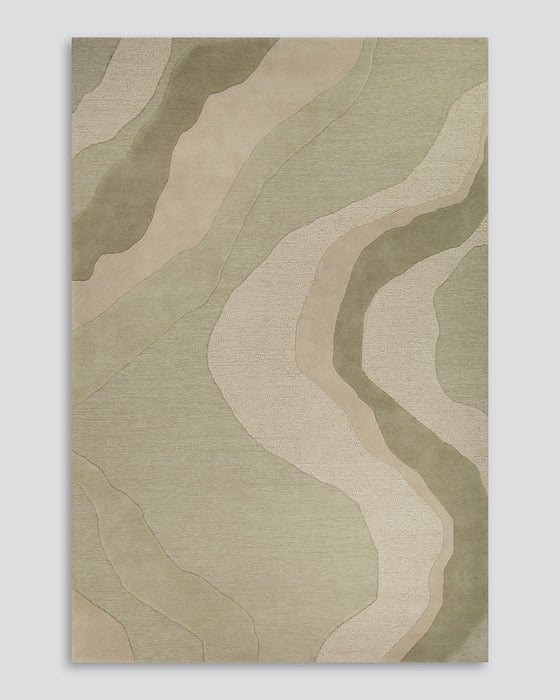 Edgewater Floor Rug in Pistachio, the whole rug shown flat on a plain background