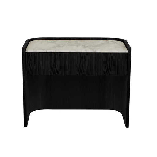 Elsie Bedside - Matt White Marble - Matt Dark Oak