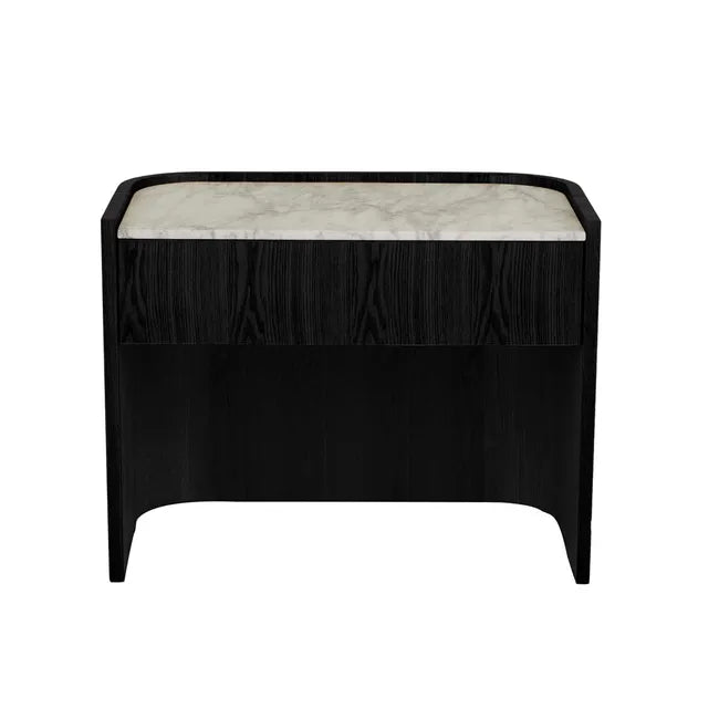 Elsie Bedside - Matt White Marble - Matt Dark Oak