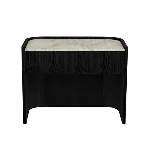 Elsie Bedside - Matt White Marble - Matt Dark Oak