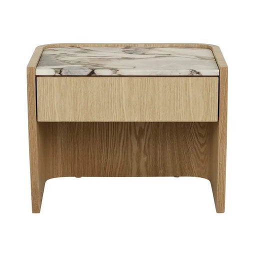Elsie Bedside - Matt White Marble - Natural Ash