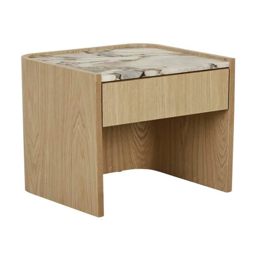 Elsie Bedside - Matt White Marble - Natural Ash