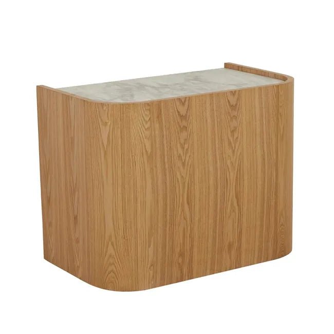 Elsie Bedside - Matt White Marble - Natural Ash