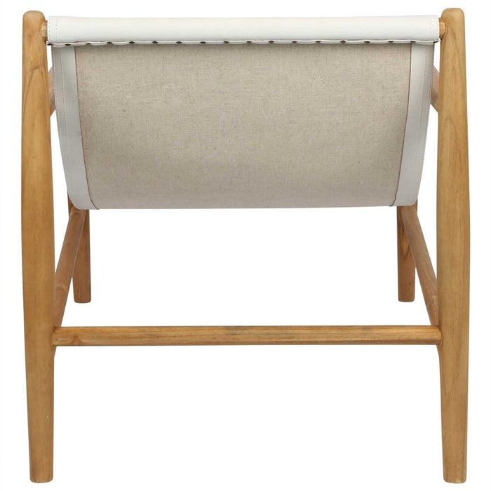 Felix Leather Chair, back view showing the timber frame and white leather sling