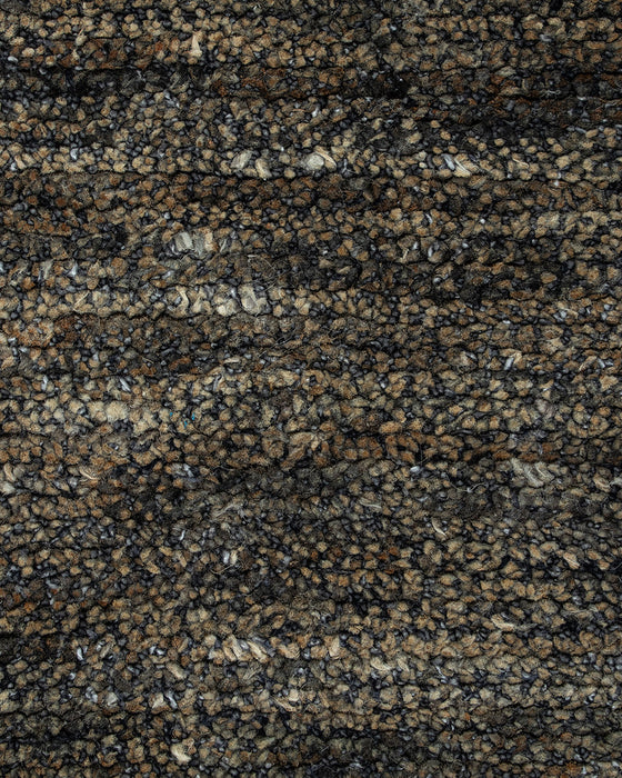 Fairbanks Round Floor Rug in Fossil, close-up of the viscose and jute pile and texture