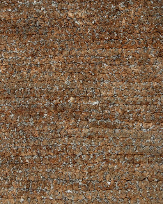 Fairbanks Round Floor Rug in Sand, close-up of the viscose and jute pile and texture