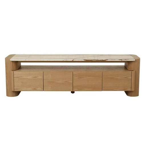 Floyd Marble Entertainment Unit - Matt Brown Vein Marble - Natural Ash Veneer