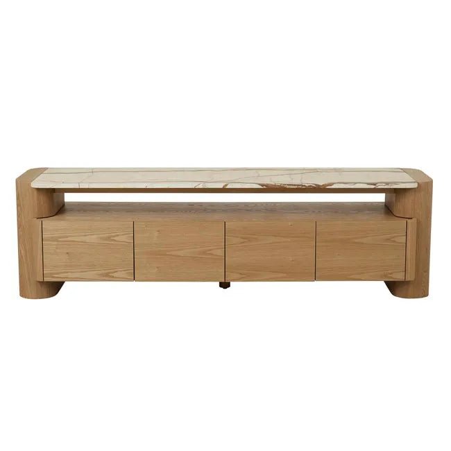 Floyd Marble Entertainment Unit - Matt Brown Vein Marble - Natural Ash Veneer
