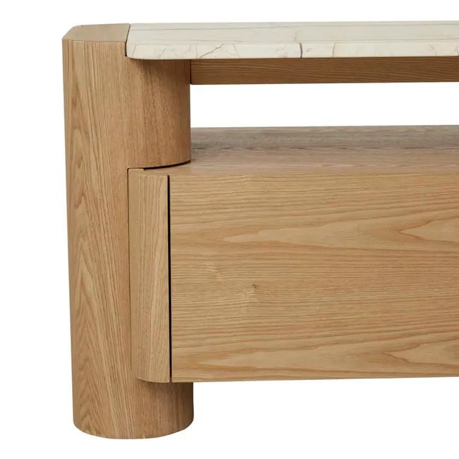 Floyd Marble Entertainment Unit - Matt Brown Vein Marble - Natural Ash Veneer