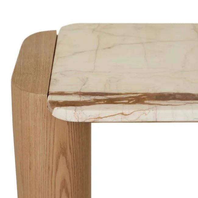 Floyd Shelf Console - Matt Brown Vein Marble - Natural Ash Veneer