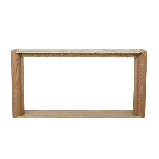 Floyd Shelf Console - Matt Brown Vein Marble - Natural Ash Veneer