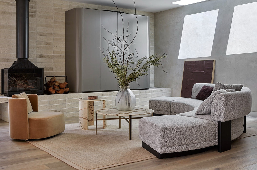Felix Orbit 6-Seater S Shape Sofa with Side Table - Auburn Weave