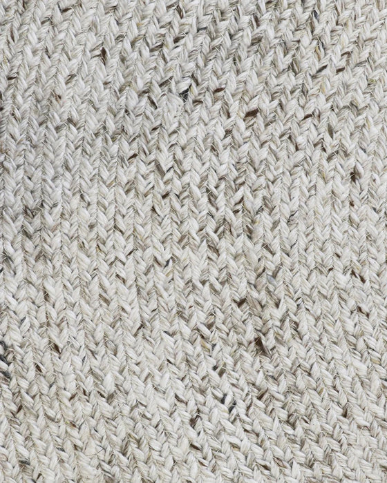 Mornington Round Floor Rug in Pale Sand, close-up of the recycled PET pile and texture