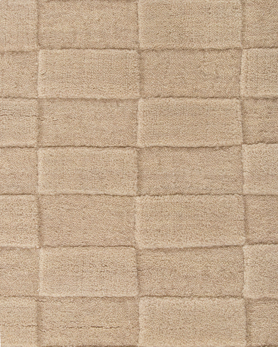 Hugo Floor Rug in Almond, close-up of the wool pile and texture