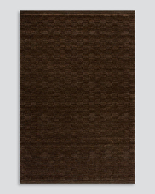 Hugo Floor Rug in Espresso, the whole rug shown flat on a plain background