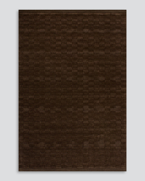 Hugo Floor Rug in Espresso, the whole rug shown flat on a plain background